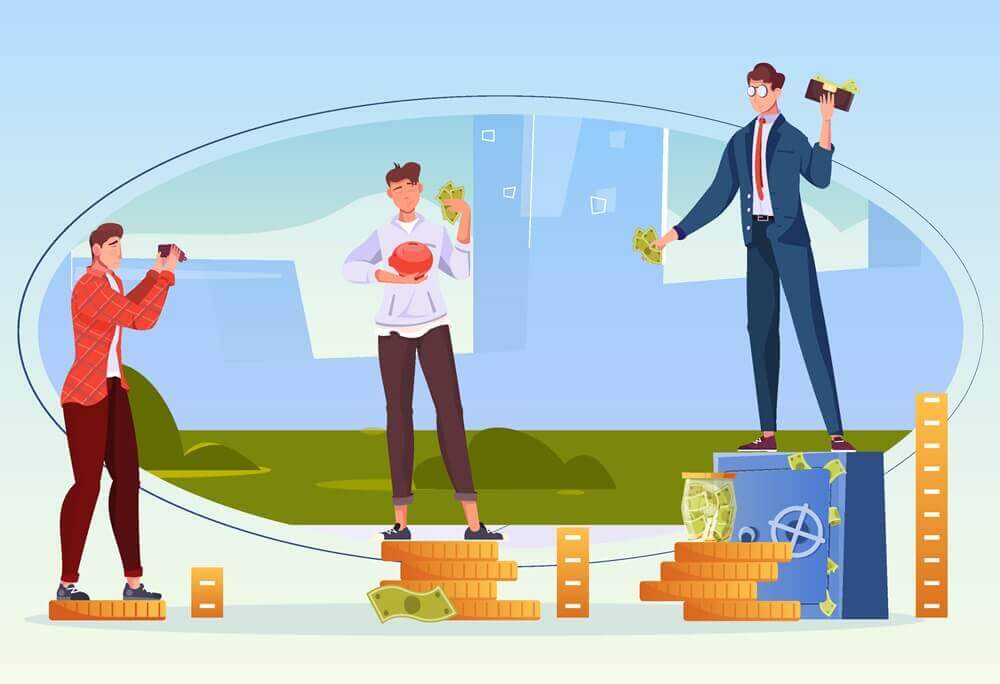 Income level flat illustration - SNV Stock Broking financial planning